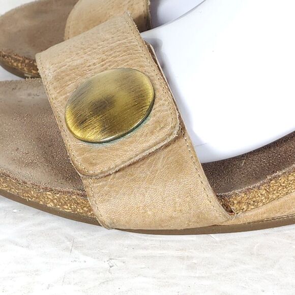 Taos Women’s Carousel 2 EU41 US 10-10,5 Tan Leather Wedge Strappy Sandal Shoes - Picture 14 of 16